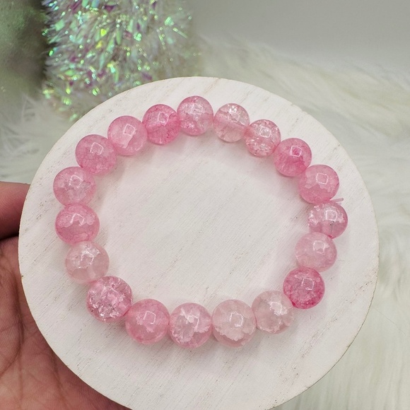Celina Glass Beaded Bracelet in Cotton Candy Pink - Picture 1 of 5